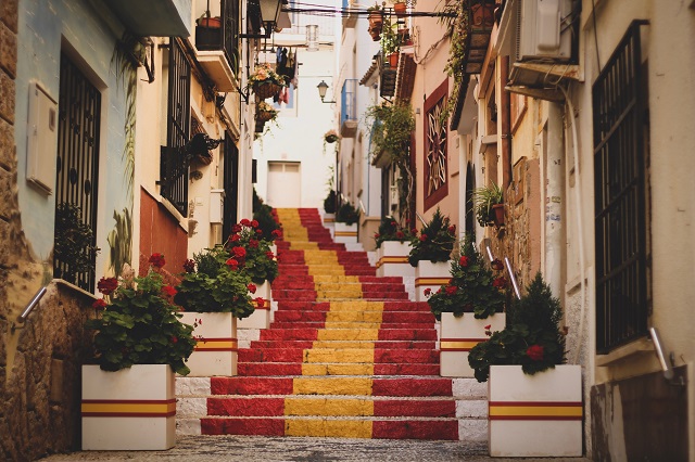 Spain quaint steps village town